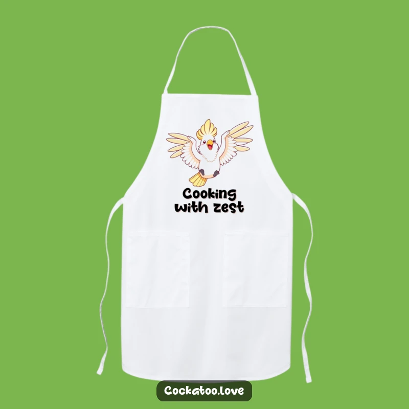Funny Cockatoo Leap Apron a Cheerful Flying Kitchen Gift