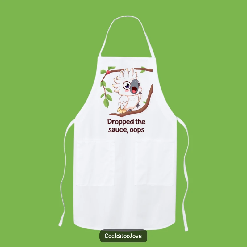 Funny Surprised Cockatoo Apron - Chef's Wide-Eyed Gift