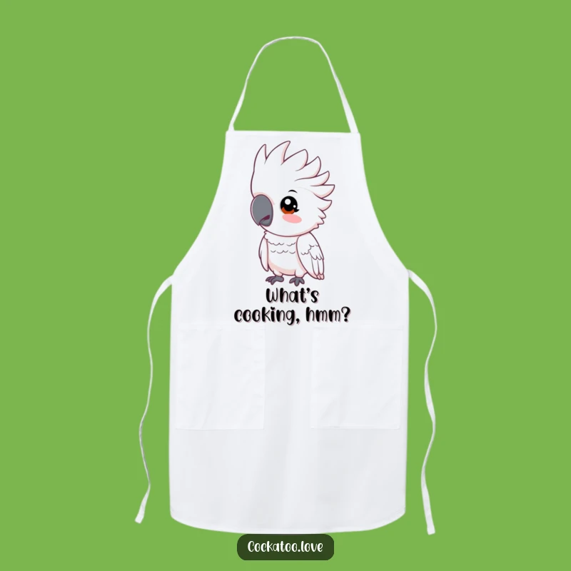 Funny Cockatoo Apron: Curious Bird Chef Wear for Thoughtful Cooks
