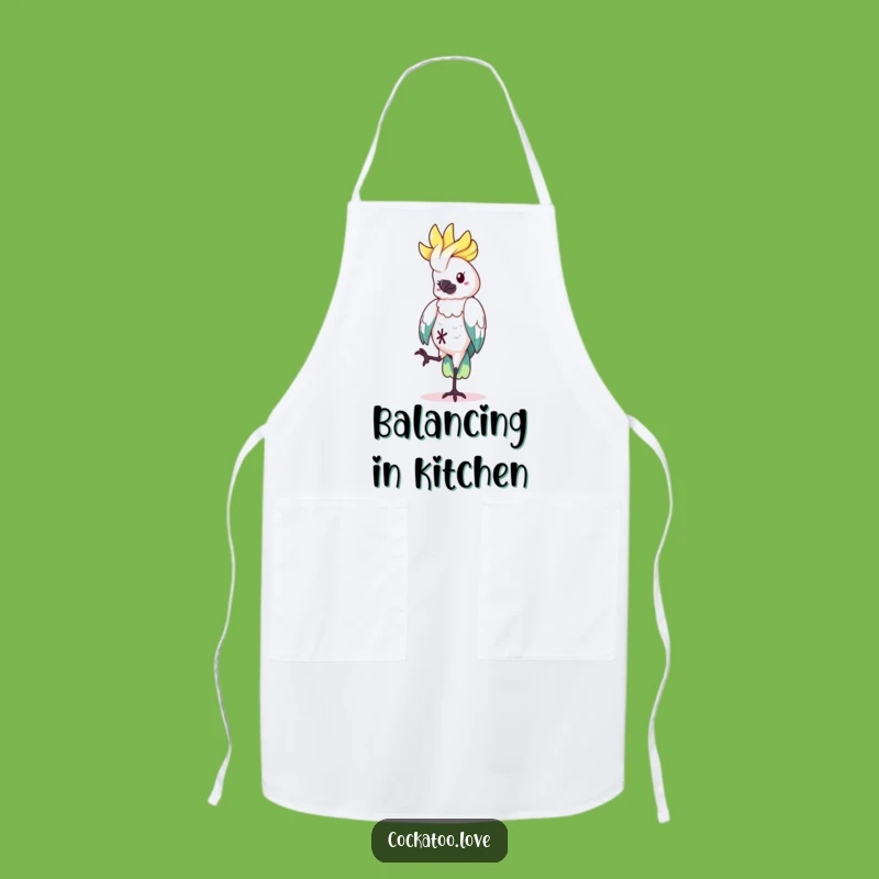 Funny Cockatoo Balance Apron - Cook with Quirky Flair, a Hilarious Gift!