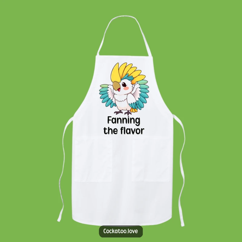 Funny Cockatoo Crest Fan Apron: Cook with Flair and Humor in the Kitchen!
