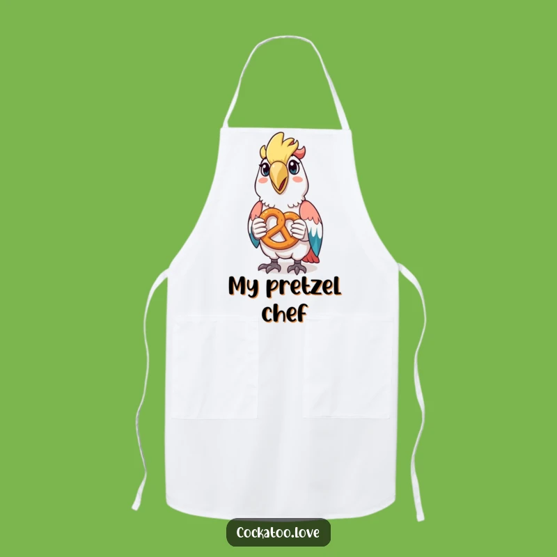 Funny Cockatoo Pretzel Apron: Snack Master Humor, Hilarious Gift!