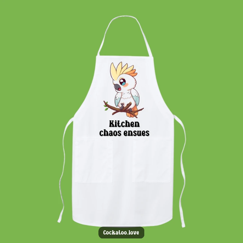 Funny Cockatoo Tumble Apron a Cheerful Kitchen Birdy Gift