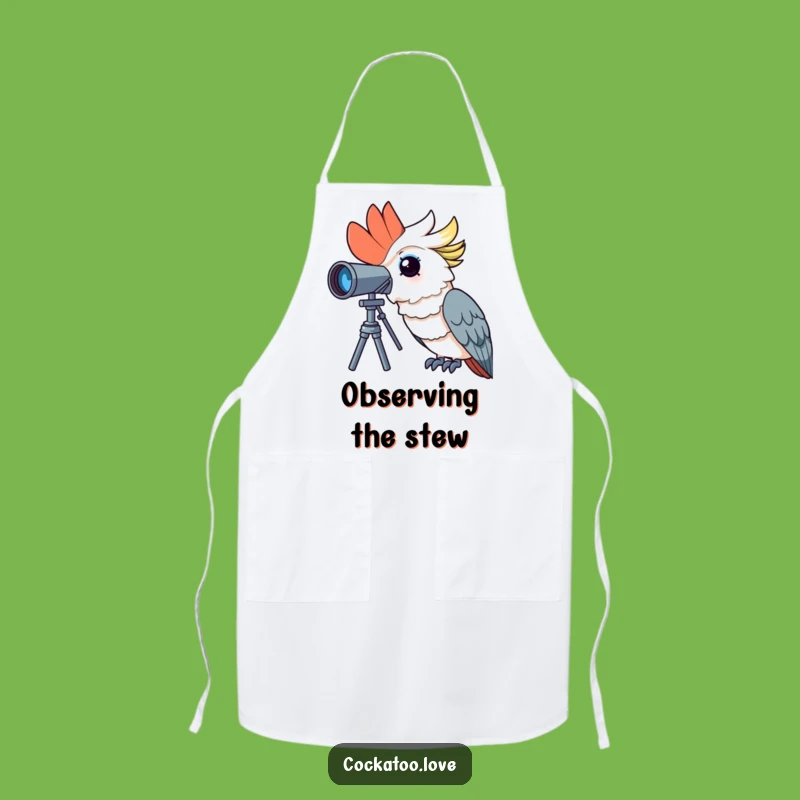 Funny Curious Cockatoo Apron: Explorer Bird Kitchen Wear, Great Funny Gift