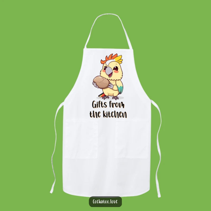 Funny Cockatoo Pebble Apron: Colorful Bird Gift, Kitchen Cheer
