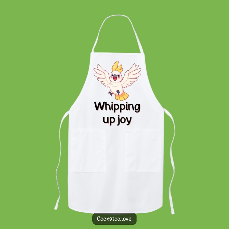Funny Cockatoo Leaping Apron A Joyful Bird Kitchen Accessory for Chefs