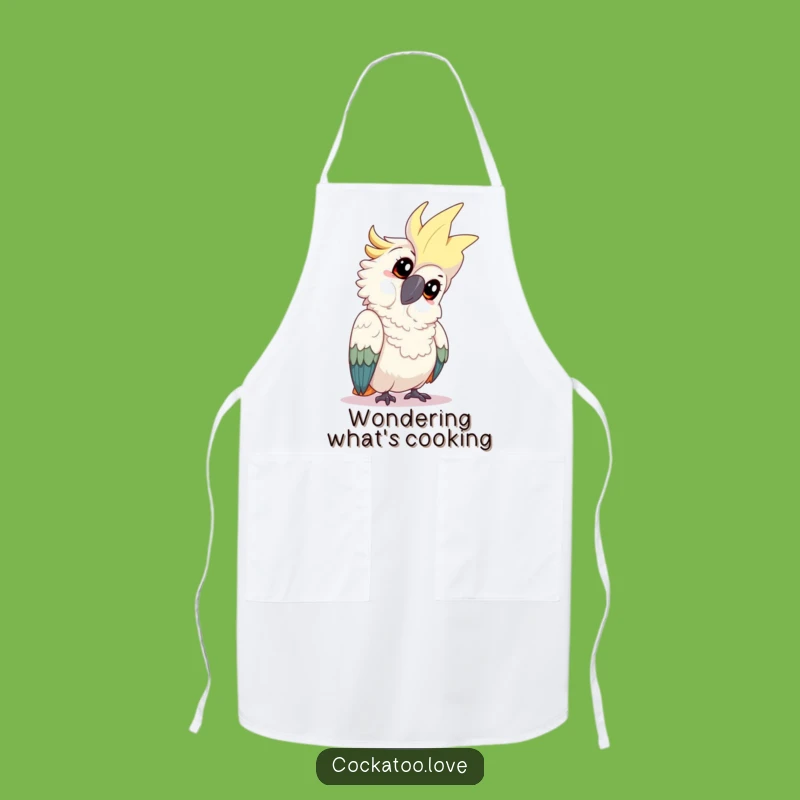 Funny Cockatoo Tilt Apron - Playful Inquisitive Bird Kitchen Wear, Ideal Humorous Gift