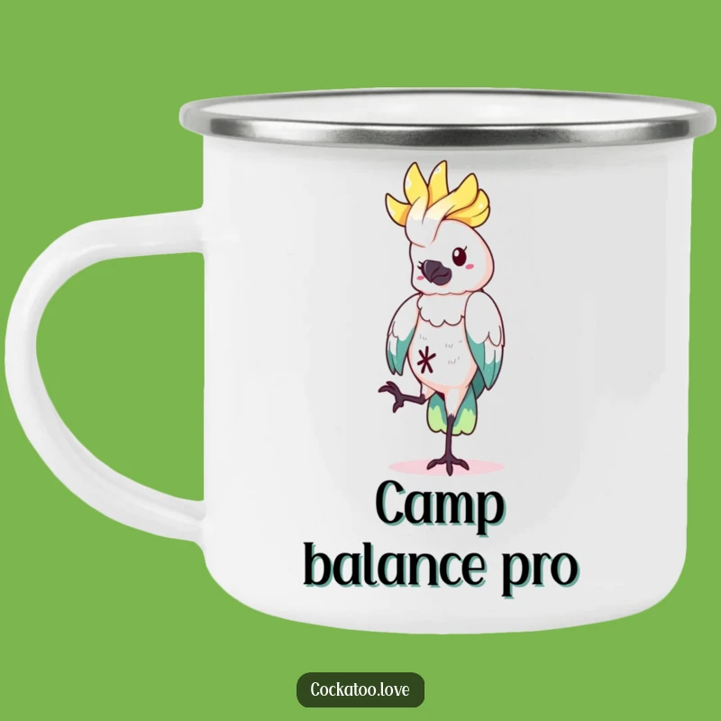 Funny Cockatoo Balance Camping Mug - Trailside Stability, a Hilarious Gift!