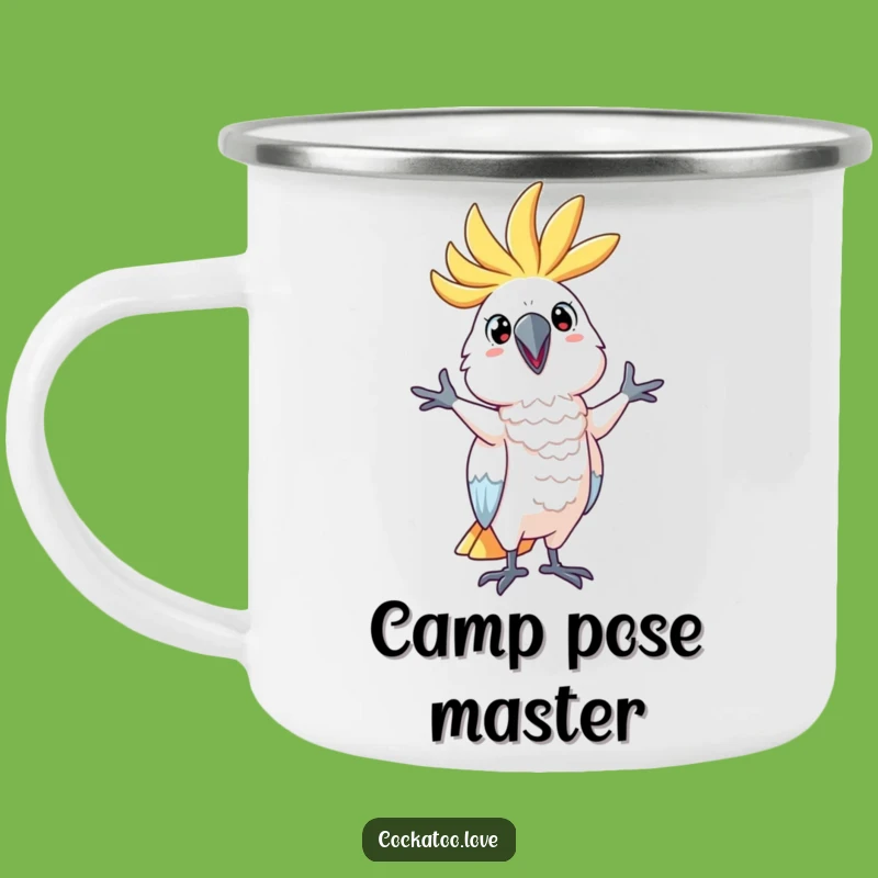 Funny Cockatoo Silly Pose Camping Mug - Trailside Smiles, a Hilarious Gift!