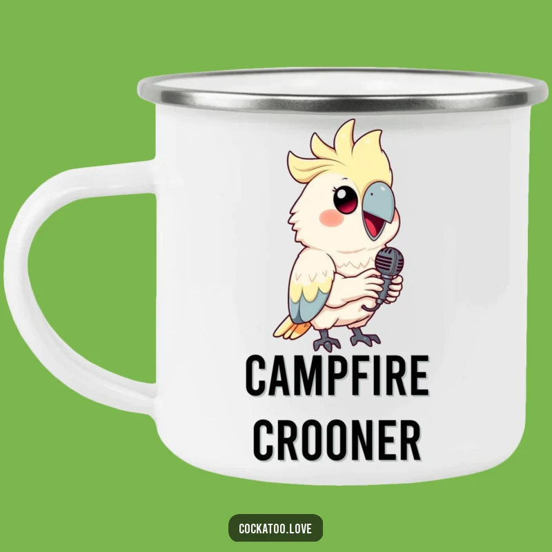 Funny Cockatoo Camping Mug: Durable Bird Mug for Outdoor Anthems