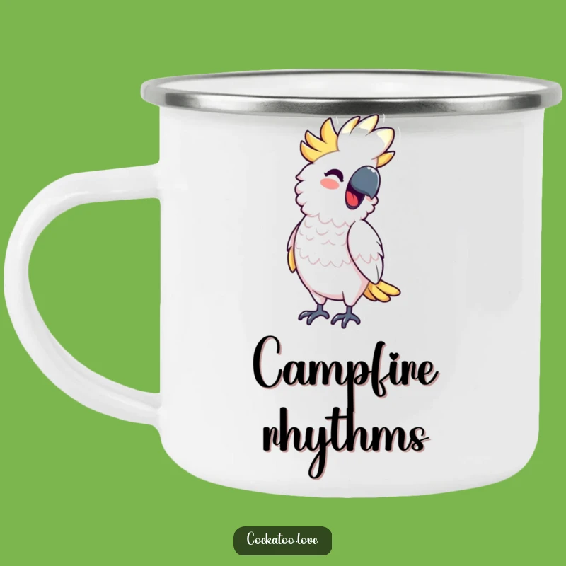 Funny Cockatoo Rhythm Camping Mug - Campfire Grooves, a Hilarious Gift!