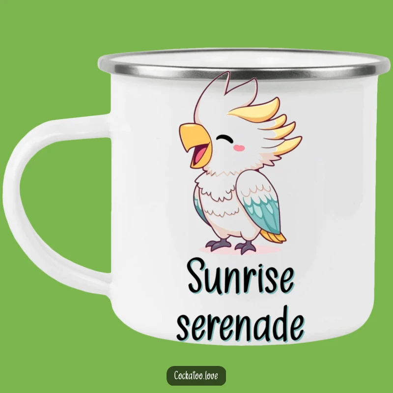 Funny Cockatoo Squawk Camping Mug - Cheerful Bright Beak Bird Enamel Cup, Ideal Humorous Gift