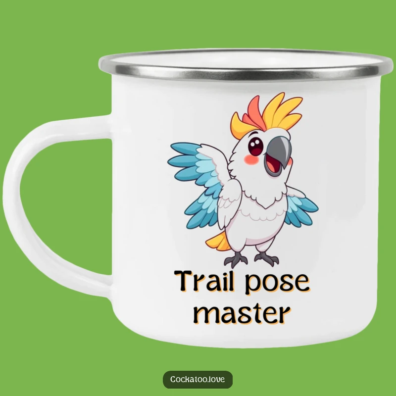 Funny Cockatoo Pose Camping Mug: Adventure in Style, Perfect Funny Gift!