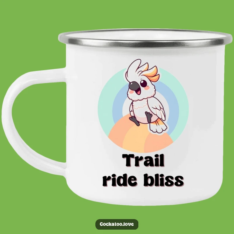 Happy Cockatoo Rainbow Camping Mug: Gleeful Sliding Bird Cup, Fun Outdoor Gift!