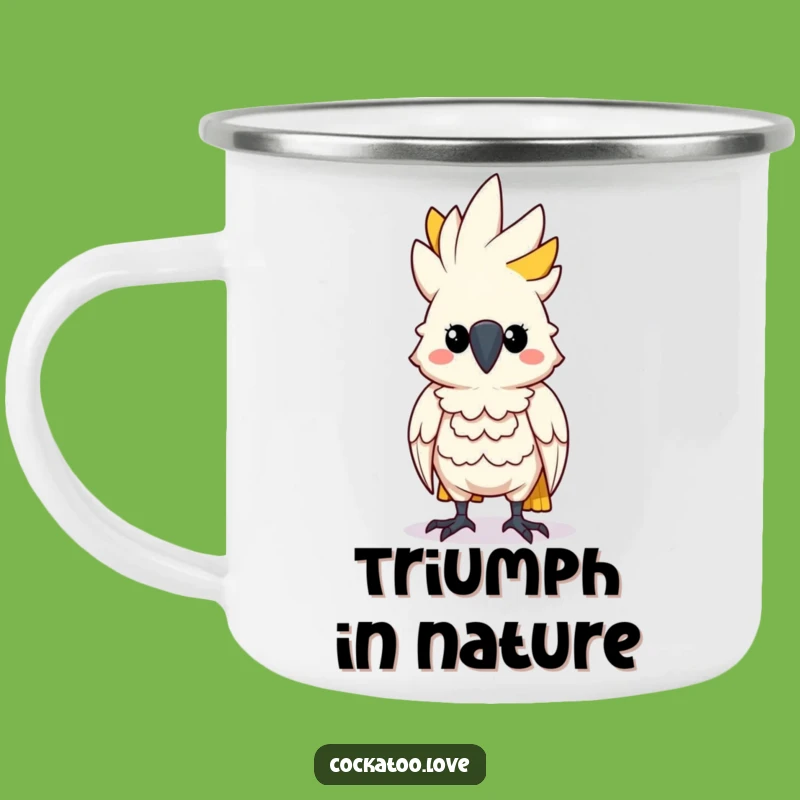 Funny Determined Cockatoo Camping Mug: Adventure Fuel for the Bold