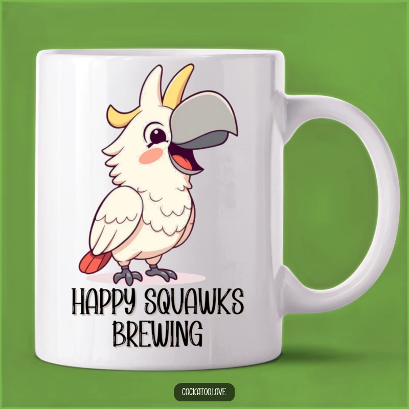 Funny Happy Cockatoo Mug - Squawk with Joy, a Perfect Hilarious Gift!