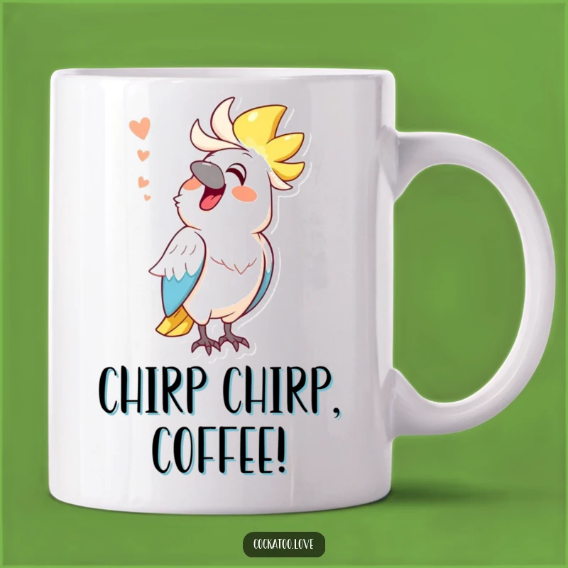 Funny Mimicking Cockatoo Mug: Cheerful Sound Impression, Hilarious Gift