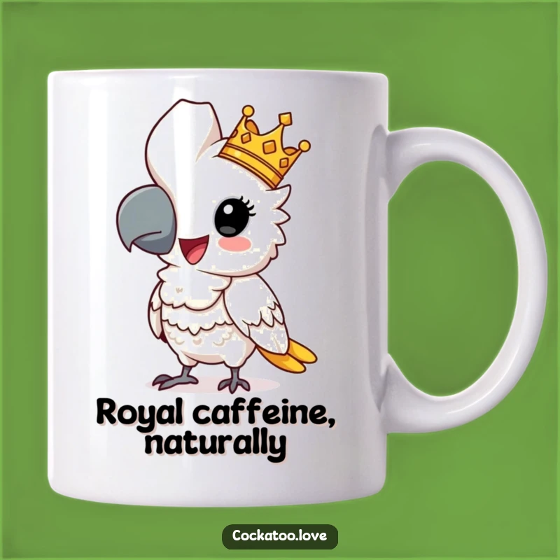 Funny Regal Cockatoo Mug: A Comical King Bird Gift for Royalty Lovers
