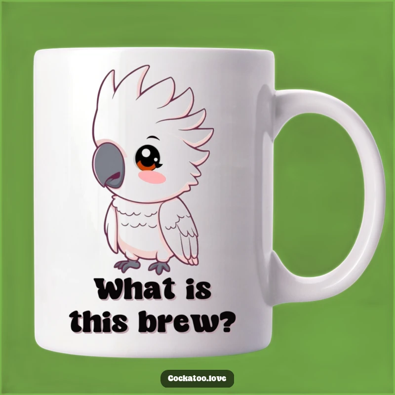 Funny Cockatoo Head Tilt Mug: Curiosity Captured for Bird Lovers