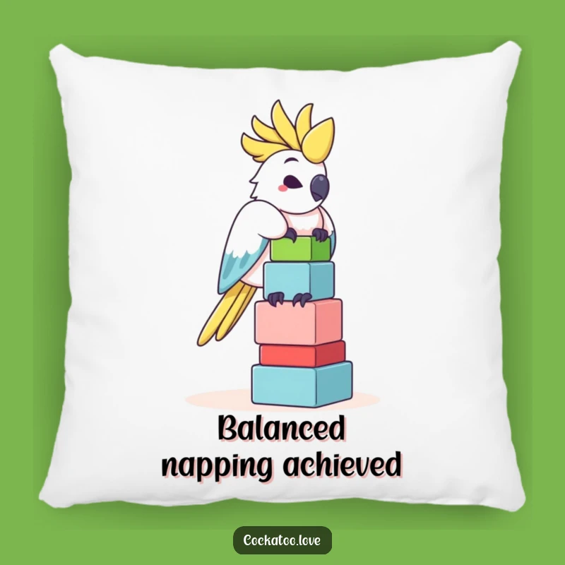 Funny Cockatoo Block Balancing Pillow - Comfy & Chic Accent Pillow