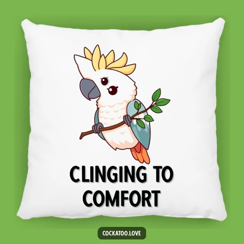 Funny Cockatoo Branch Pillow - Cozy Determined Bird Cushion, Perfect Humorous Gift