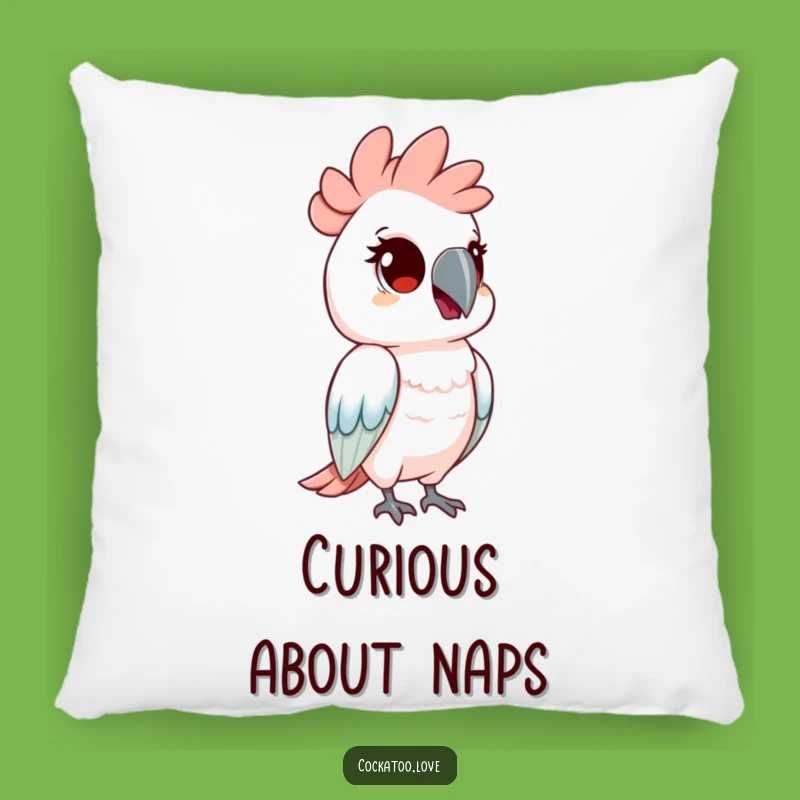 Funny Curious Cockatoo Pillow: Head Tilt, Cozy & Inquisitive Funny Gift