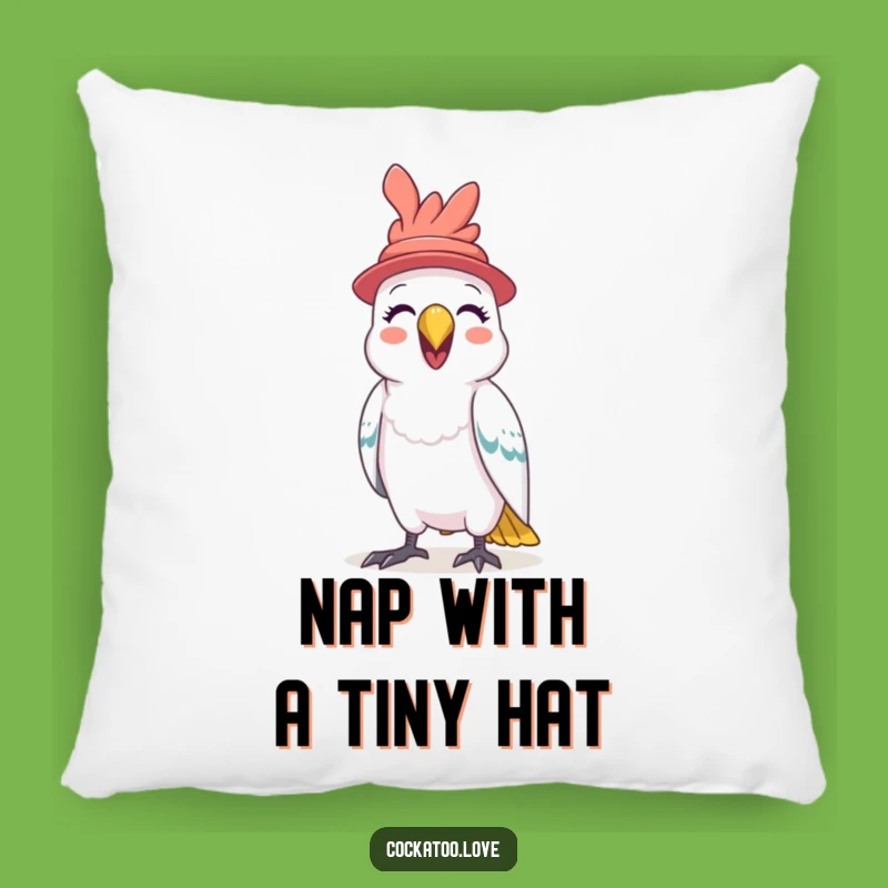 Funny Cockatoo Hat Pillow A Squawking Bird Accent Pillow for Cozy Smiles