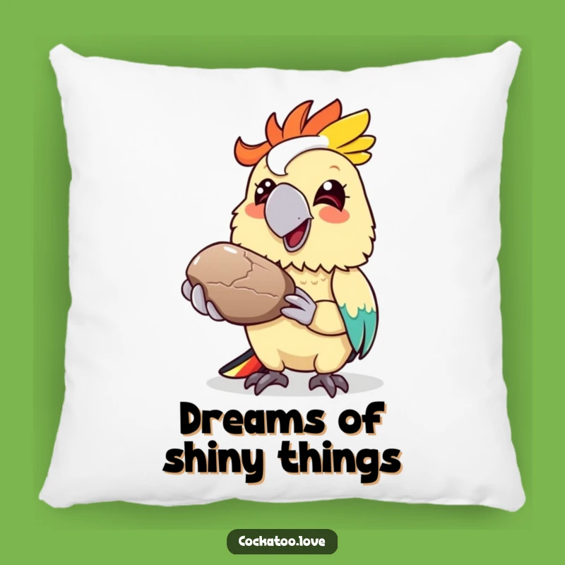 Funny Cockatoo Pebble Pillow: Colorful Bird Comfort, Grinning Gift