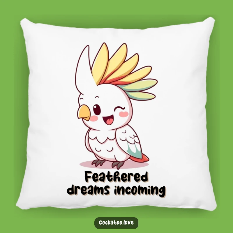Funny Cockatoo Pillow: Happy Bird, Vibrant Crest Raised, Cozy Gift