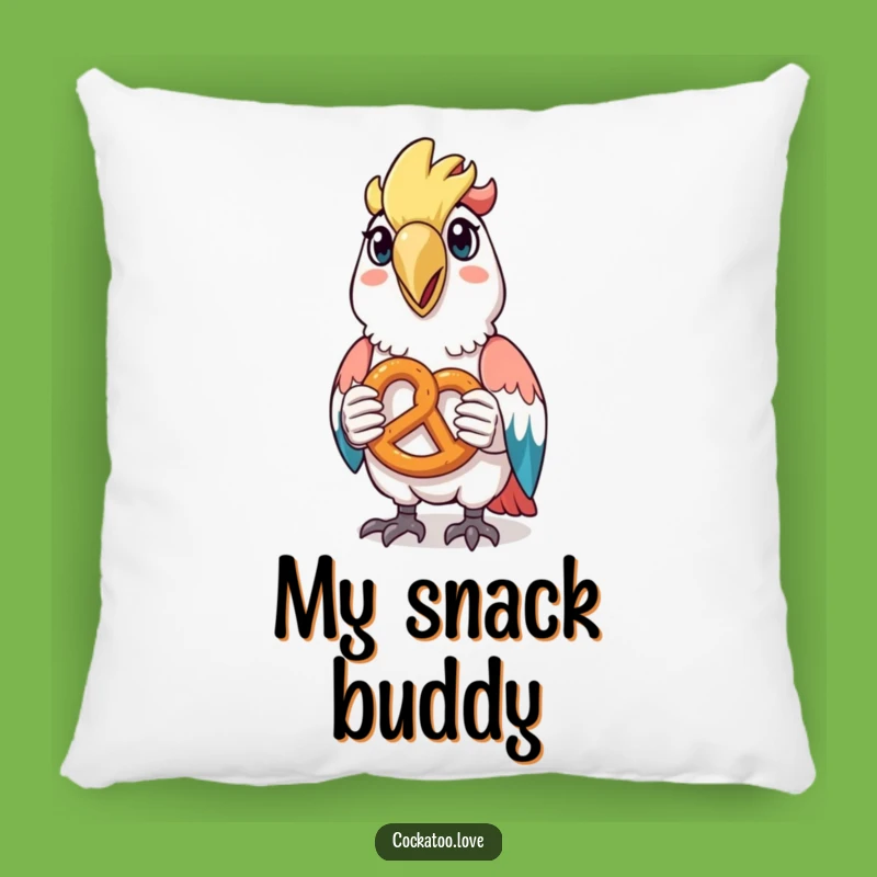 Funny Cockatoo Pretzel Pillow: Cozy Comfort & Snack Vibes, Perfect Gift!