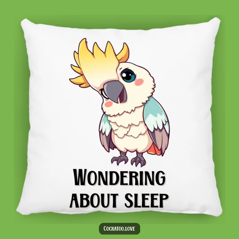 Funny Curious Cockatoo Pillow: Cozy Up with Thoughtful Bird Comfort!