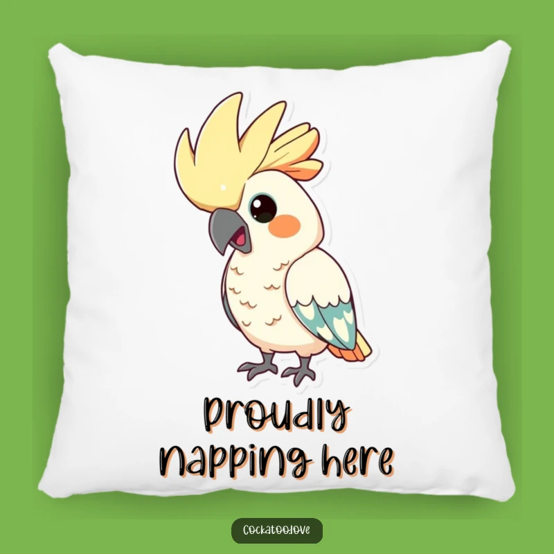 Funny Proud Cockatoo Pillow: Comfy Cushion with Comical Crest, Hilarious Funny Gift