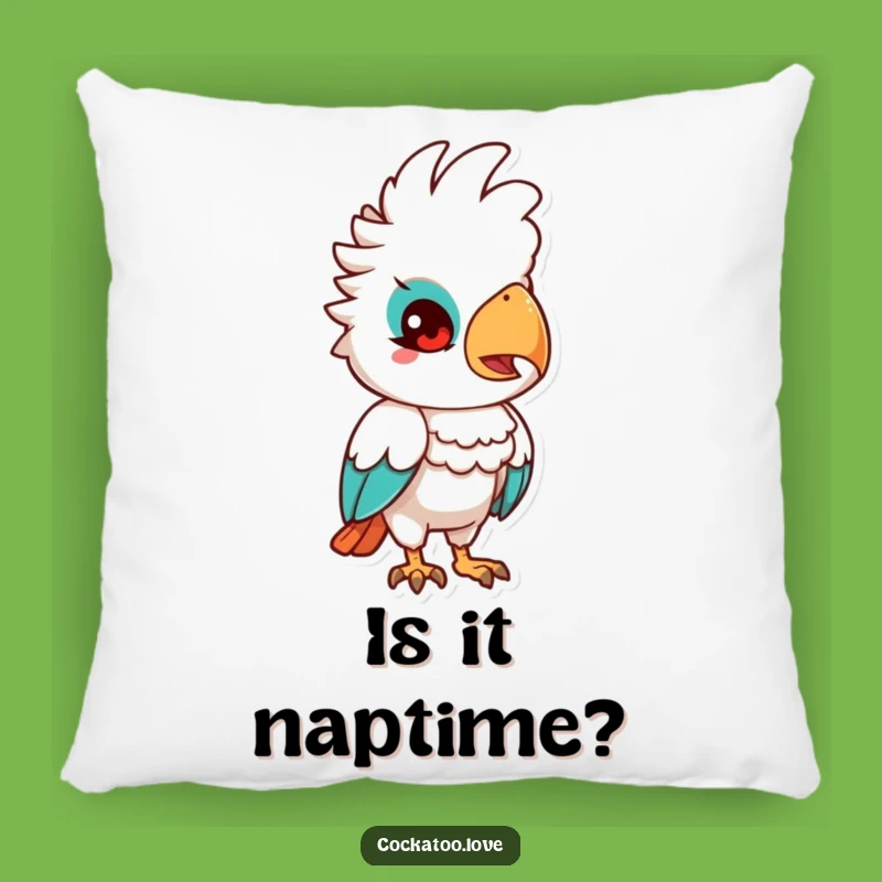 Funny Quizzical Cockatoo Pillow: Snuggle Up with Your Thoughts
