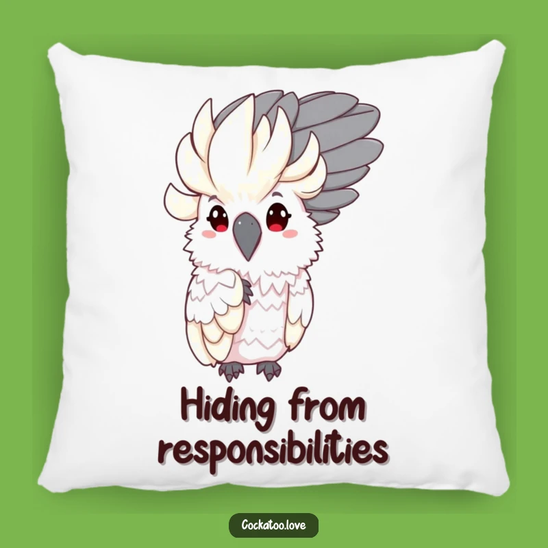 Funny Shy Cockatoo Pillow: Cozy Peeking Bird Feather, Decorative Funny Gift