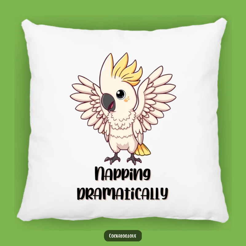 Funny Drama Cockatoo Pillow: Wing Pose, Cozy & Theatrical Funny Gift