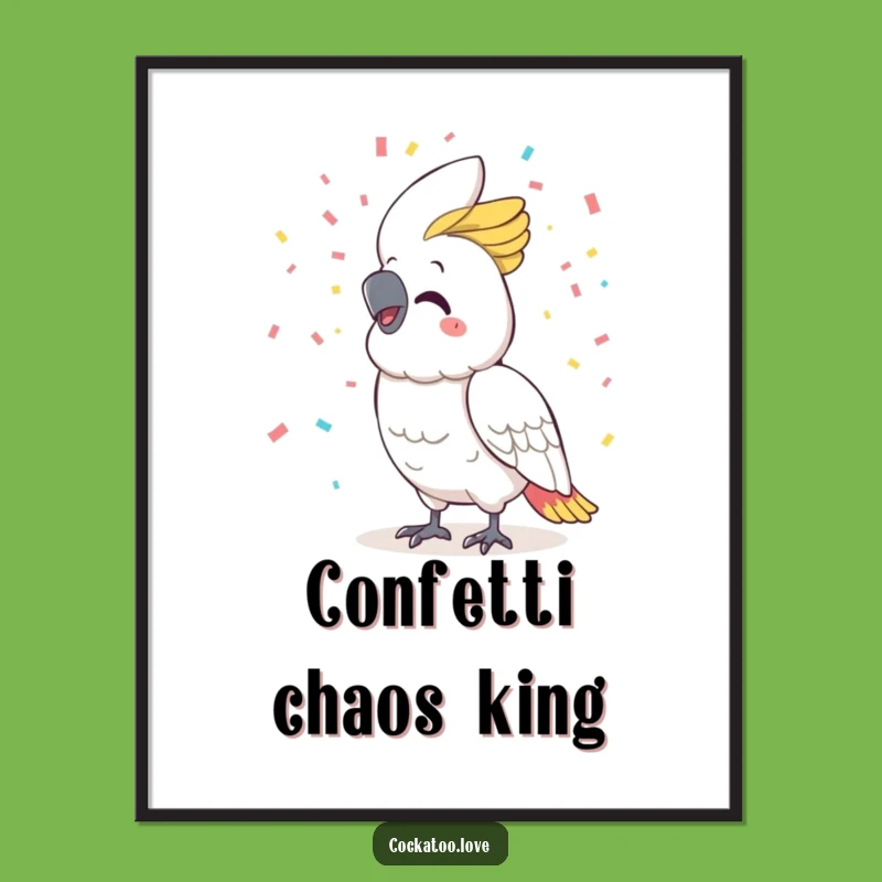 Funny Cockatoo Confetti Digital Art: Instant Celebration for Your Space, Funny Gift!