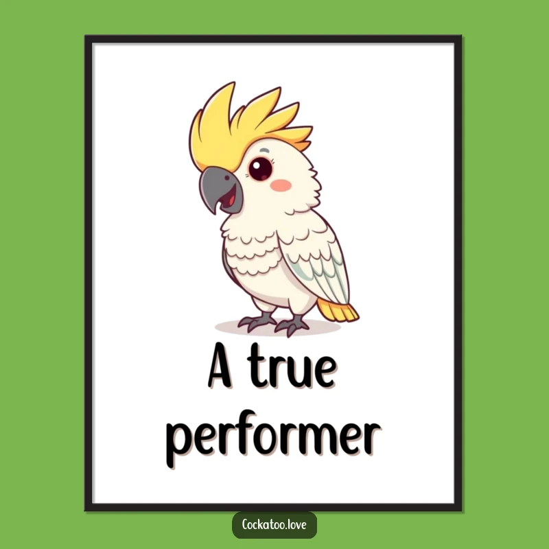 Funny Cockatoo Nod Digital Art: Cheerful Bird Print for Instant Smiles