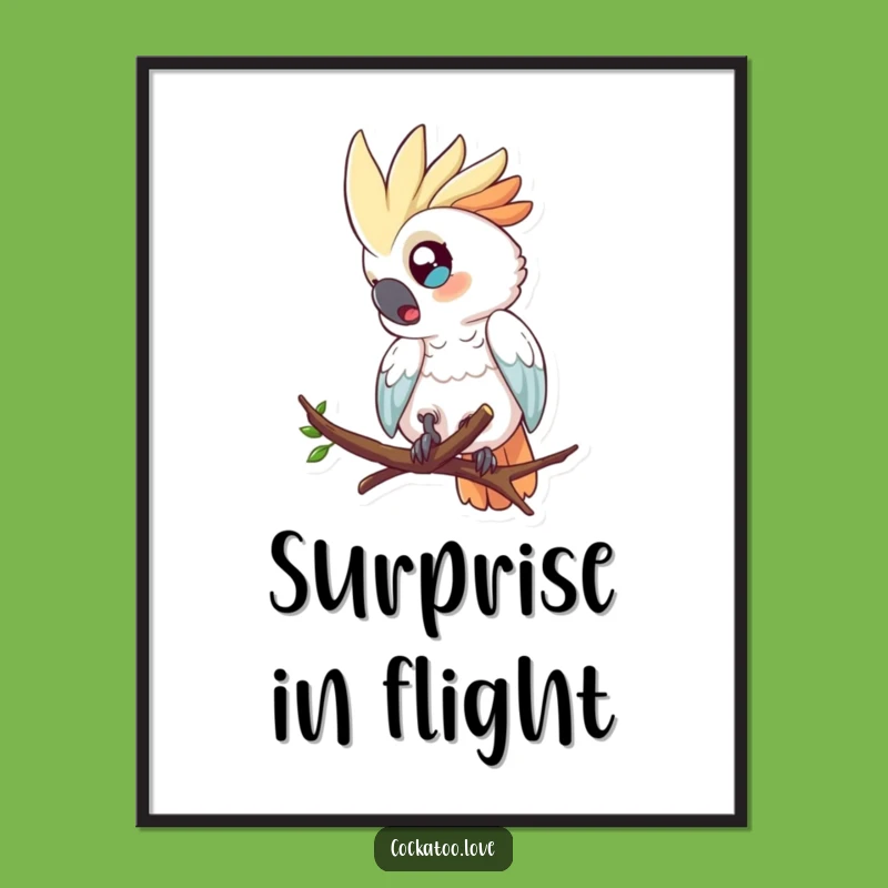 Funny Cockatoo Tumble Digital Art a Surprised Instant Gift