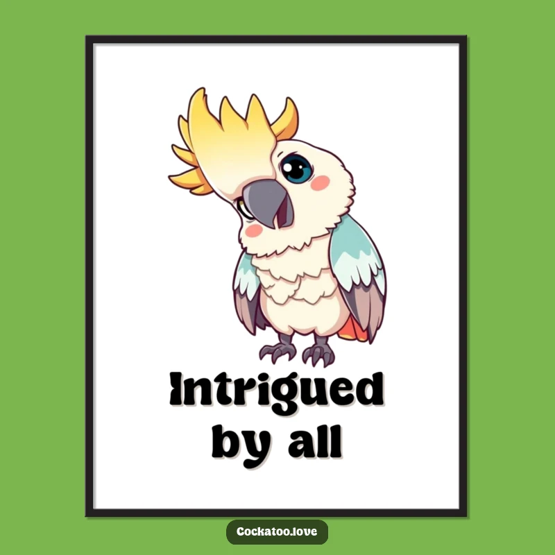 Funny Curious Cockatoo Digital Print: Instantly Download Intriguing Bird Art!