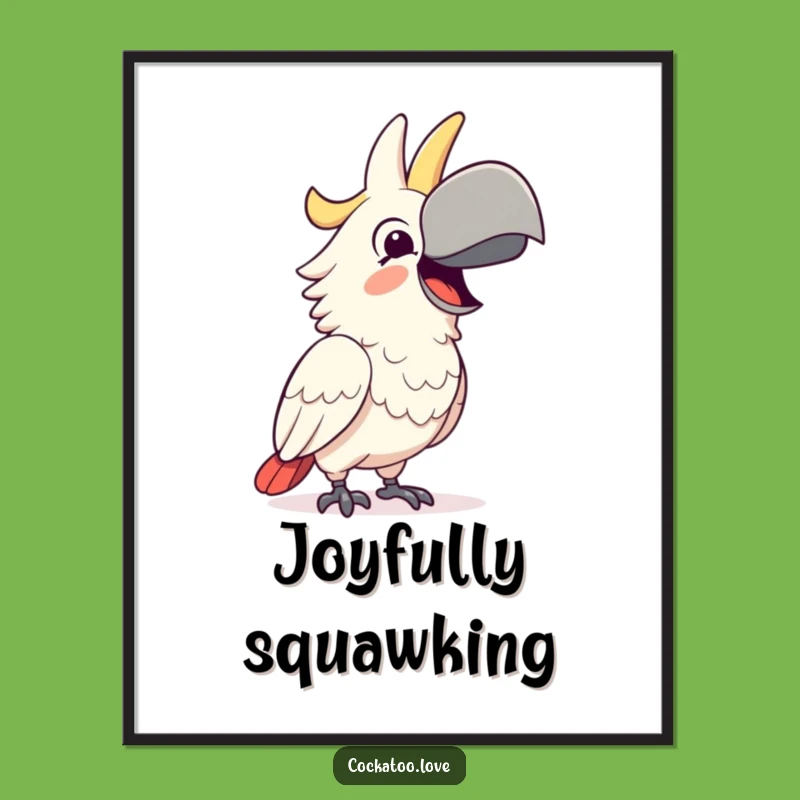 Funny Happy Cockatoo Digital Print - Vibrant Art, a Hilarious Gift!