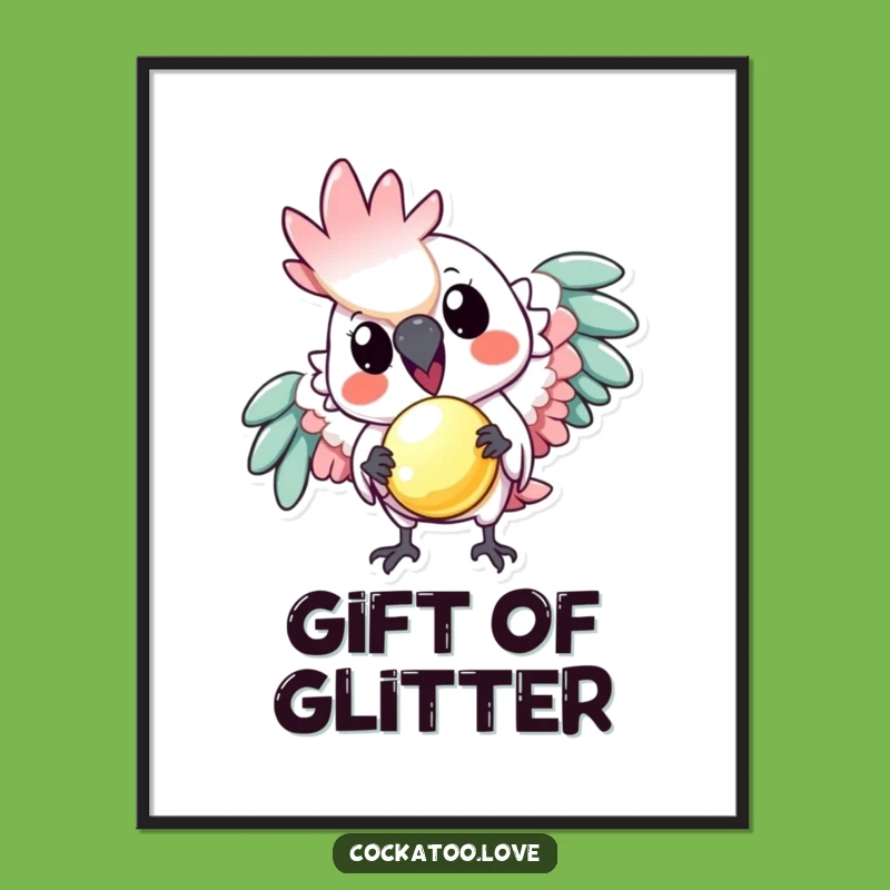 Funny Playful Cockatoo Digital Print: Instantly Download Generous Bird Art!
