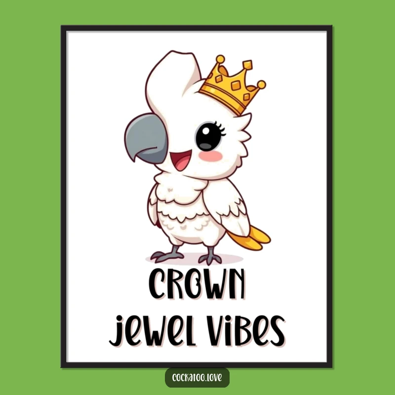 Funny Regal Cockatoo Digital Print: Comical Crowned Bird Art, Instant Funny Gift