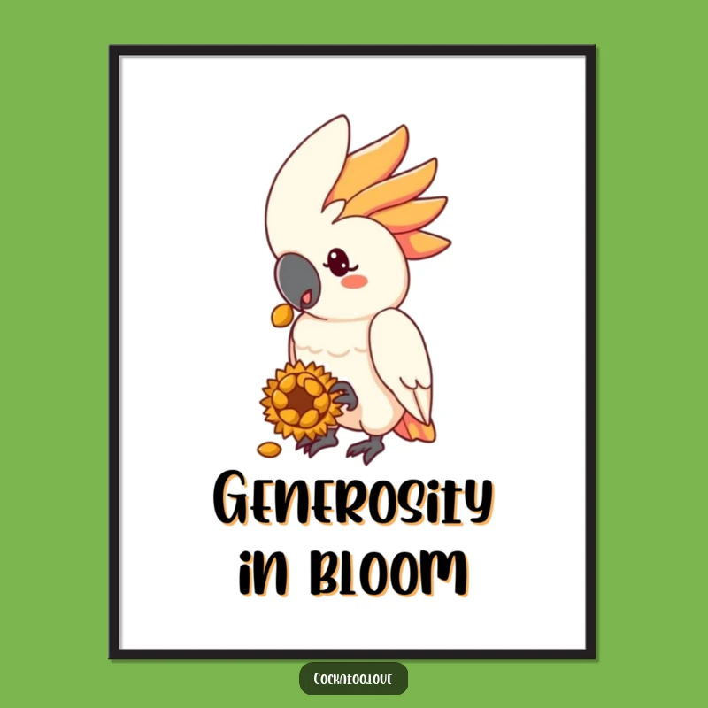 Funny Cockatoo Seed Treat Digital Art: Heartwarming, Humorous Decor for Bird Lovers