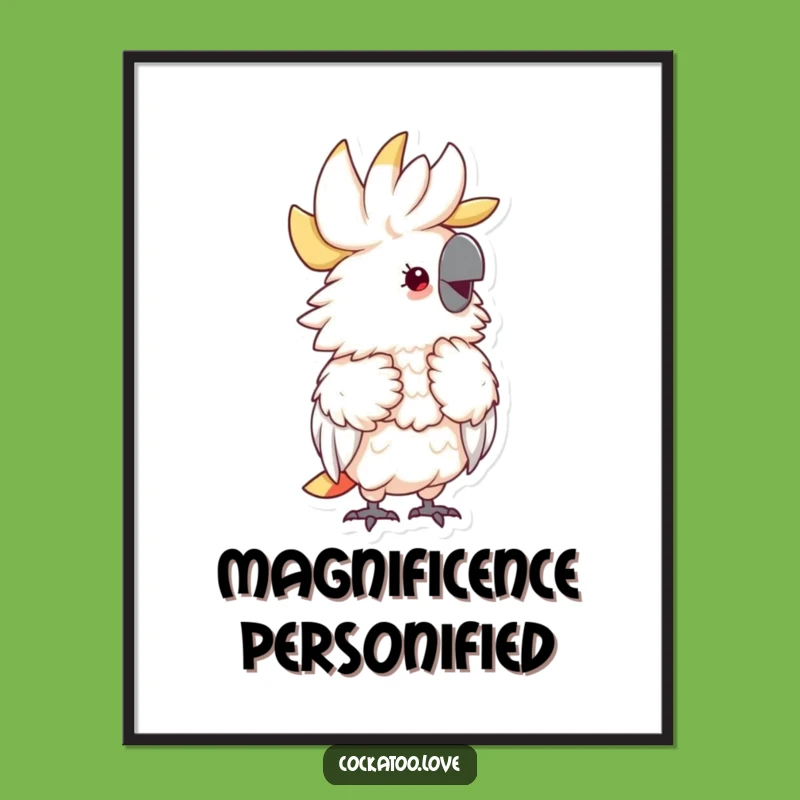 Funny Fluffy Cockatoo Digital Art: Preening Joy - Instant Funny Gift!
