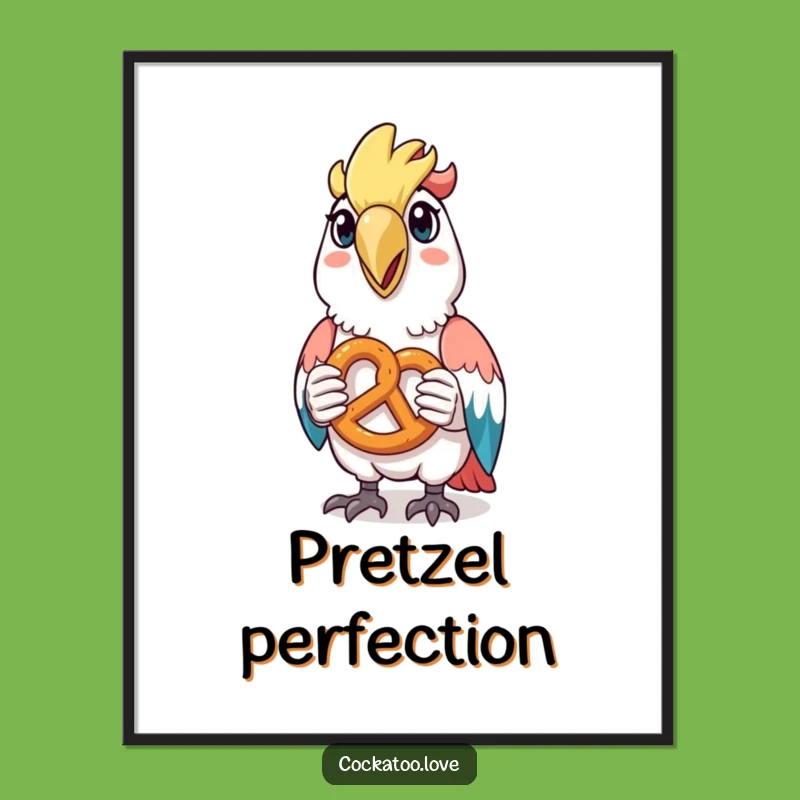 Funny Cockatoo Pretzel Digital Art: Instant Snack Joy, The Ultimate Humorous Decor!