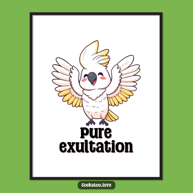 Funny Happy Cockatoo Wings Digital Print: Instantly Download Joyful Bird Art!