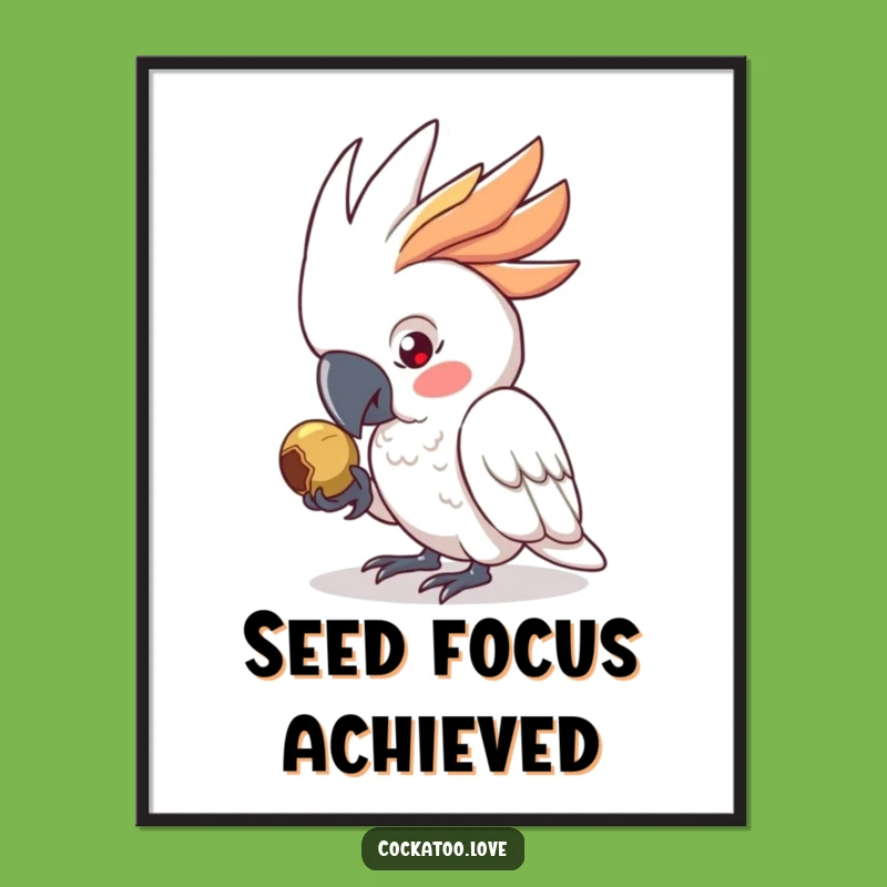 Funny Determined Cockatoo Digital Print - Wall Art for Focused Spaces, a Hilarious Gift!