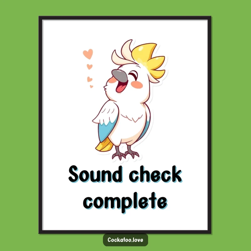 Funny Mimicking Cockatoo Digital Art: Sound Impression Print, Hilarious