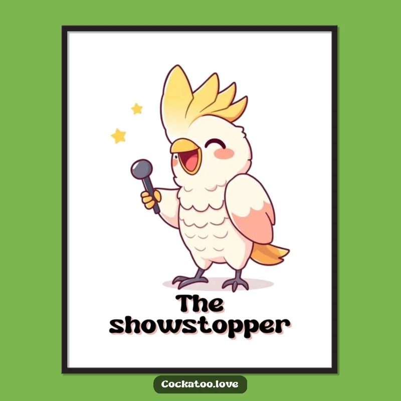 Funny Cockatoo Digital Art: Gleeful Triumphant Singer Mimicry