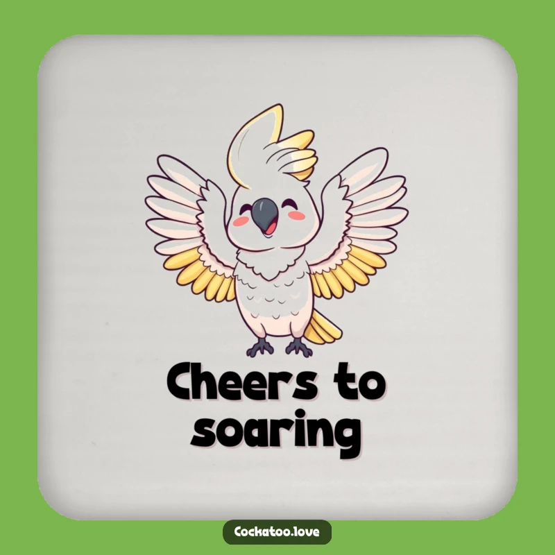 Funny Happy Cockatoo Wings Coaster: Protect Surfaces with Joyful Bird Flair!